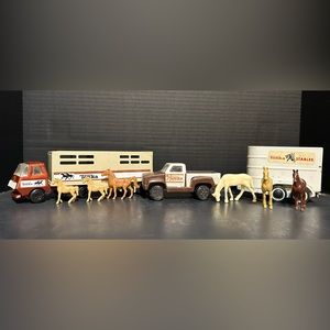 Vintage 1970s Tonka Semi Truck with Horse Trailers, Farm Truck & Horses